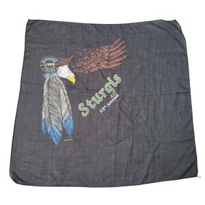 Sturgis Bandana Mens Black 59th Annual Rally 1999 Eagle Feathers Graphic VTG